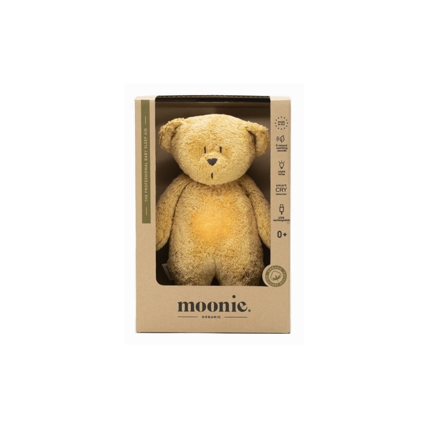 Moonie - Snuggle buddy su melodija ir šviesa meškiukas organic medaus juostelės natur