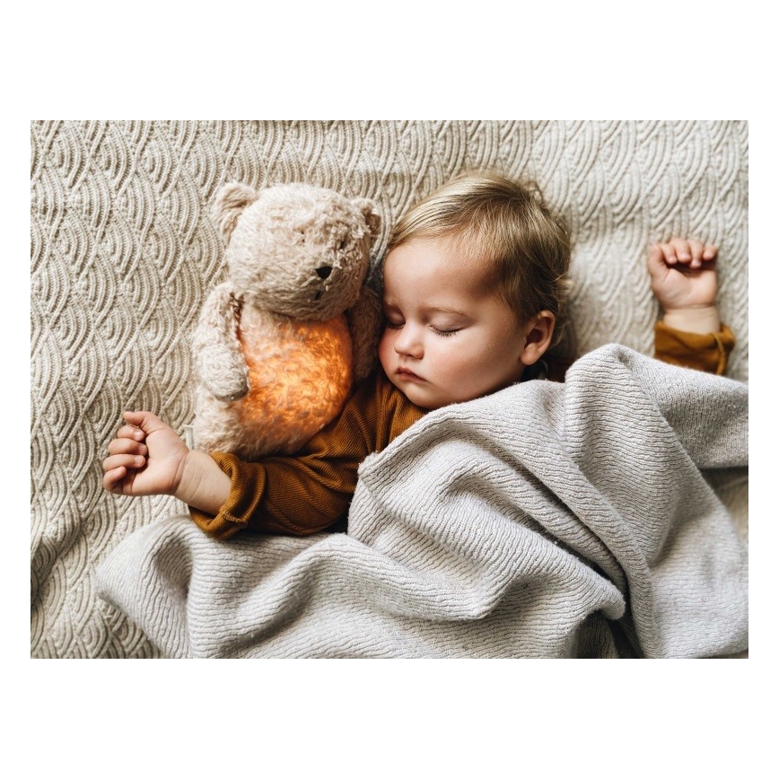 Moonie - Snuggle buddy su melodija ir šviesa meškiukas organic rožė natur