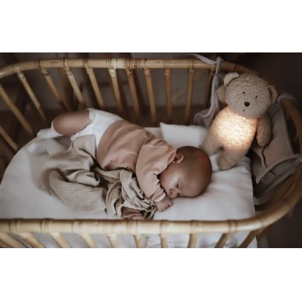 Moonie - Snuggle buddy su melodija ir šviesa meškiukas organic rožė natur