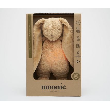 Moonie - Snuggle buddy su melodija ir šviesa zuikis 2.0 organic cappuccino