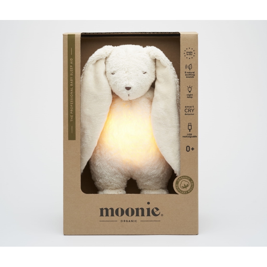 Moonie - Snuggle buddy su melodija ir šviesa zuikis 2.0 organic polar