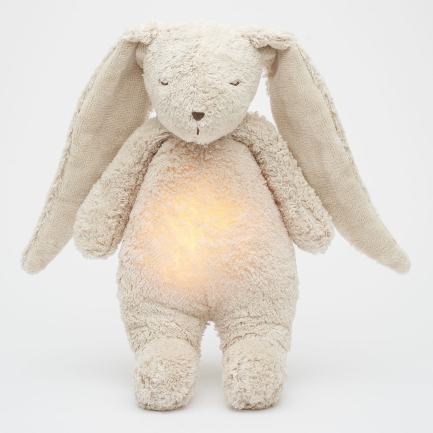 Moonie - Snuggle buddy su melodija ir šviesa zuikis 2.0 organic Smėlis