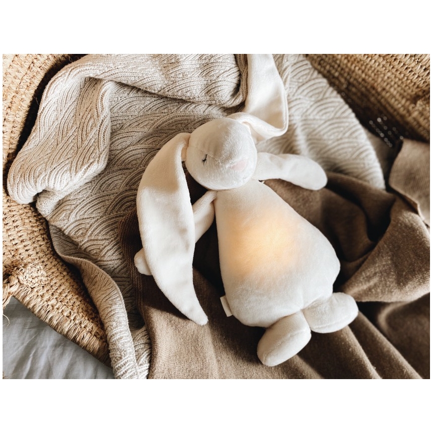 Moonie - Snuggle buddy su melodija ir šviesa zuikis 2.0 organic Smėlis