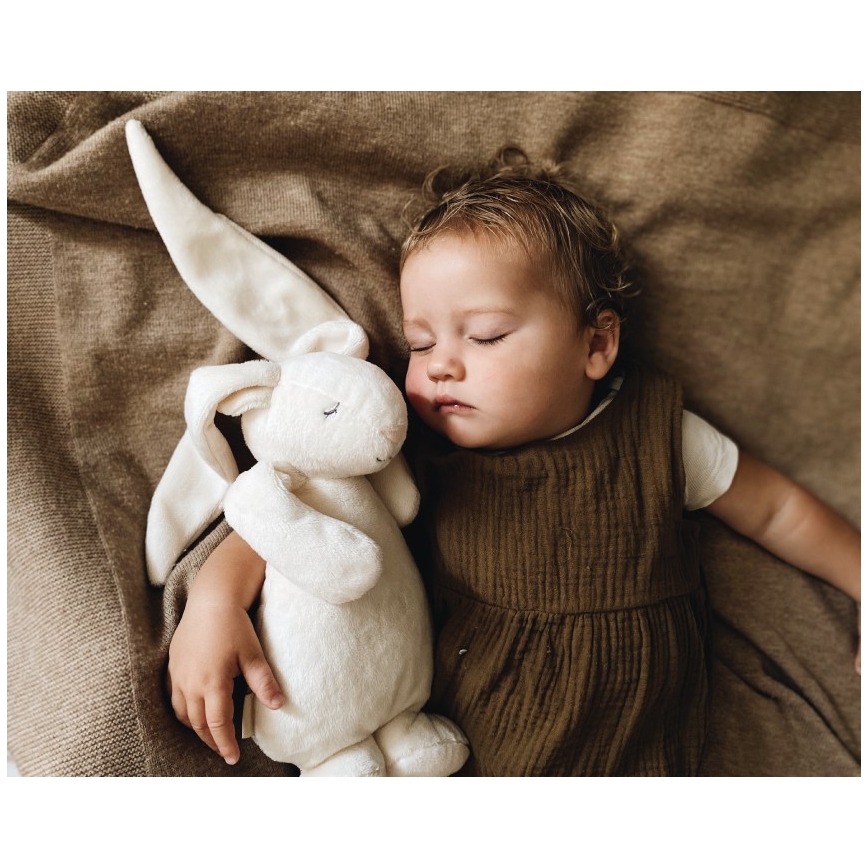 Moonie - Snuggle buddy su melodija ir šviesa zuikis 2.0 organic Smėlis