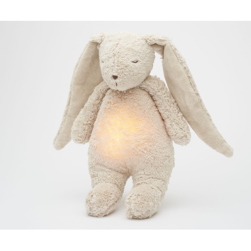Moonie - Snuggle buddy su melodija ir šviesa zuikis 2.0 organic Smėlis