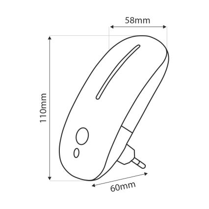 Naktinė LED lemputė su jutikliu LED/1W/230V balta