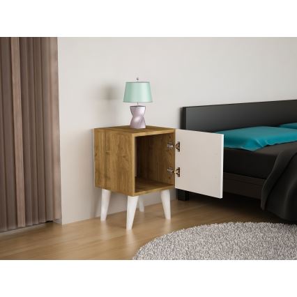 Naktinė spintelė BELLINI 55x35 cm balta/ruda