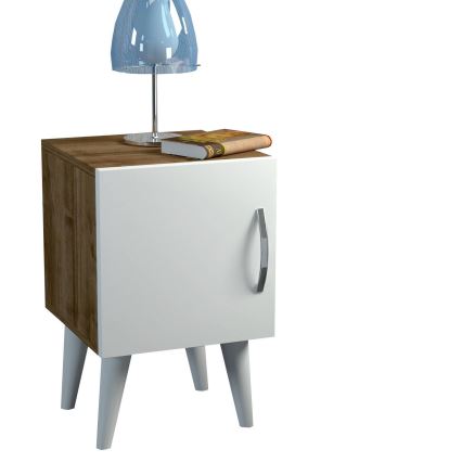 Naktinė spintelė BELLINI 55x35 cm balta/ruda