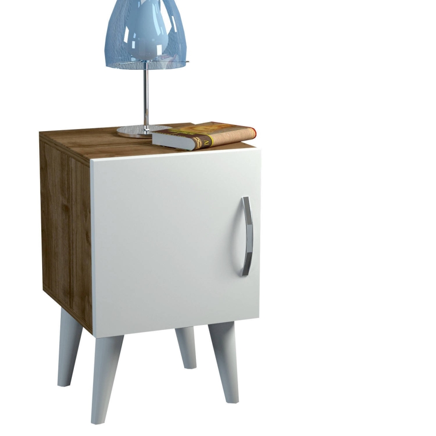 Naktinė spintelė BELLINI 55x35 cm balta/ruda