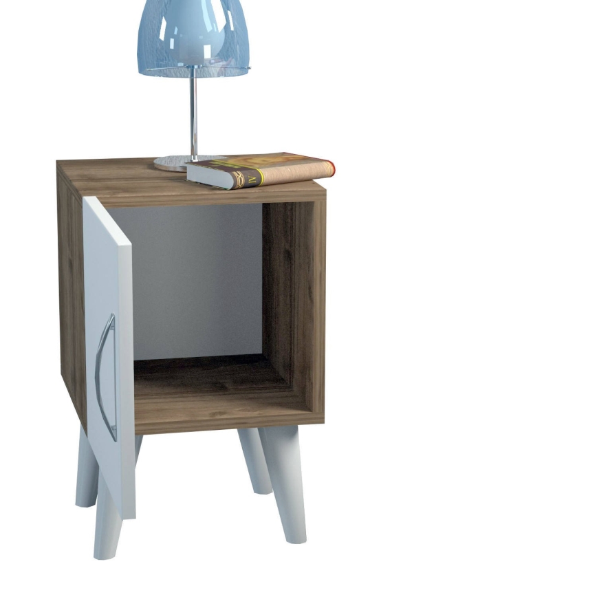 Naktinė spintelė BELLINI 55x35 cm balta/ruda