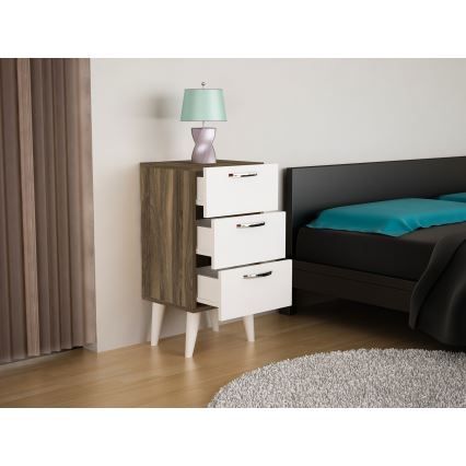 Naktinė spintelė BELLINI 80x40 cm ruda/balta