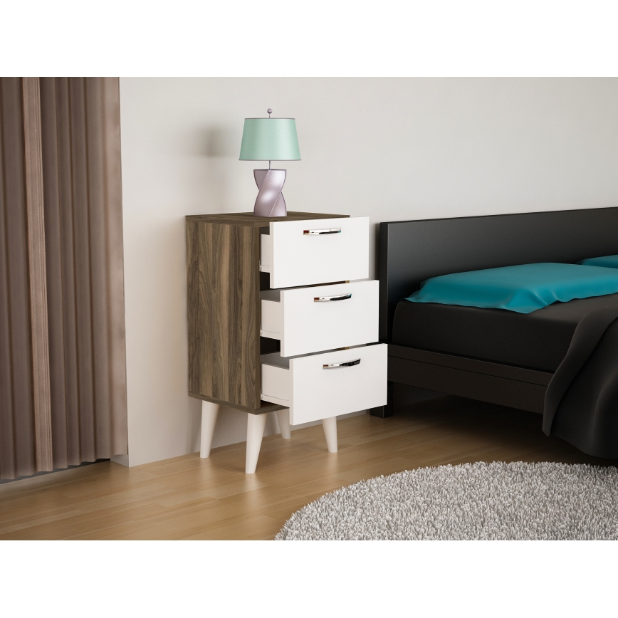 Naktinė spintelė BELLINI 80x40 cm ruda/balta