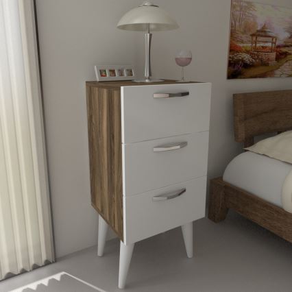 Naktinė spintelė BELLINI 80x40 cm ruda/balta