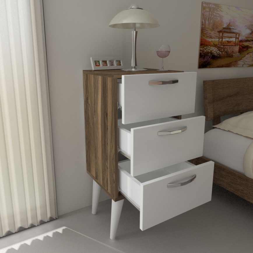 Naktinė spintelė BELLINI 80x40 cm ruda/balta