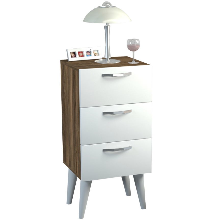 Naktinė spintelė BELLINI 80x40 cm ruda/balta