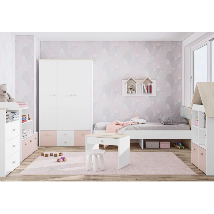 Naktinė spintelė BUBO 58x69 cm balta/šviesus bukas