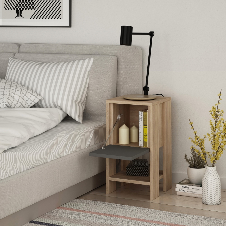Naktinė spintelė EMA 55x30 cm ruda/pilka