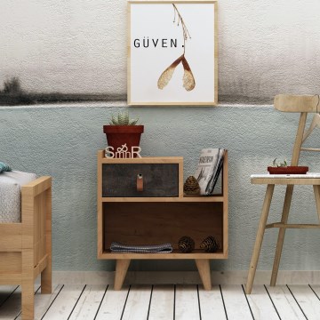 Naktinė spintelė POLLA 52x50 cm ruda/pilka