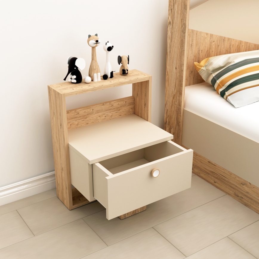 Naktinė spintelė SNEKER 60x48,6 cm smėlio spalvos/atlanto pušis