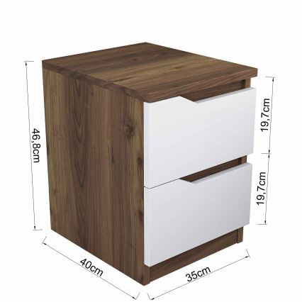 Naktinė spintelė 47x35 cm ruda/balta