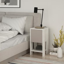 Naktinis staliukas EMA 55x30 cm baltas/smėlio spalvos