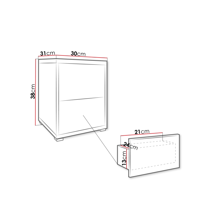 Naktinis staliukas GESITA 38x30 cm kašmyro spalvos