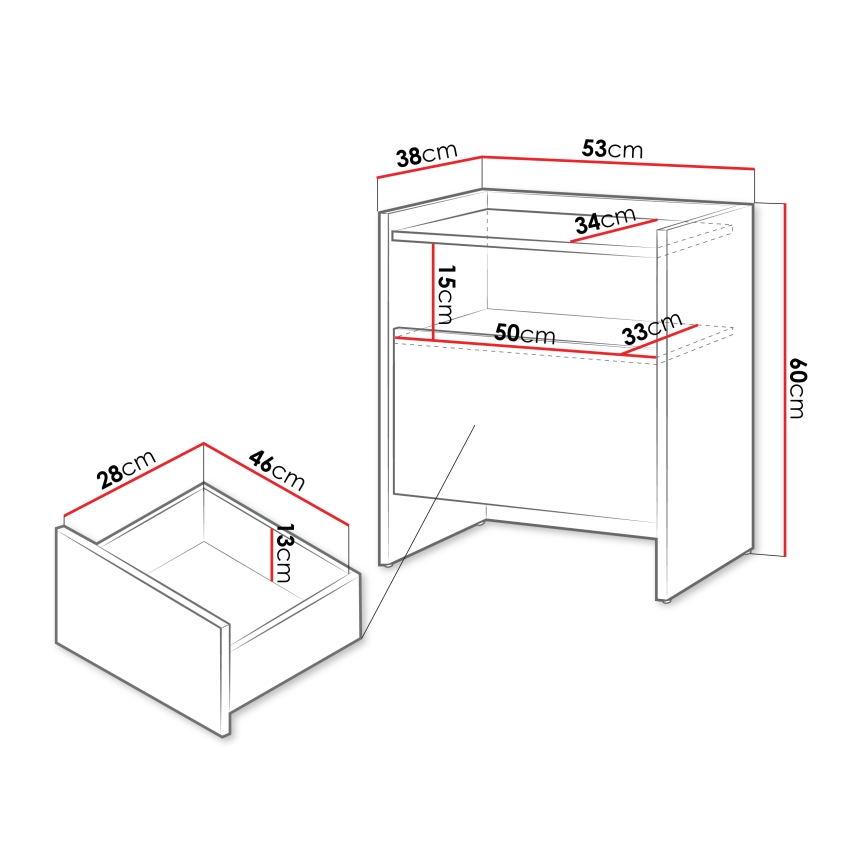 Naktinis staliukas JAPANDI 60x53 cm ąžuolas Cremona