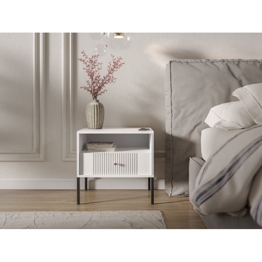 Naktinis staliukas LUE baltas/juodas