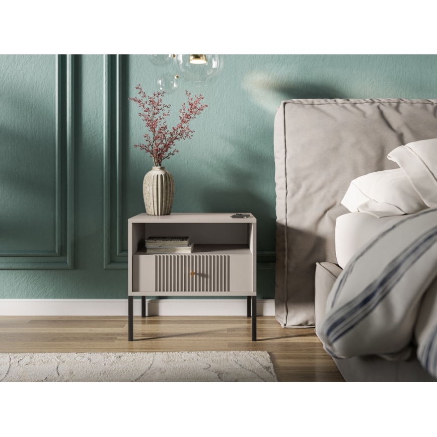 Naktinis staliukas LUE smėlinis/juodas