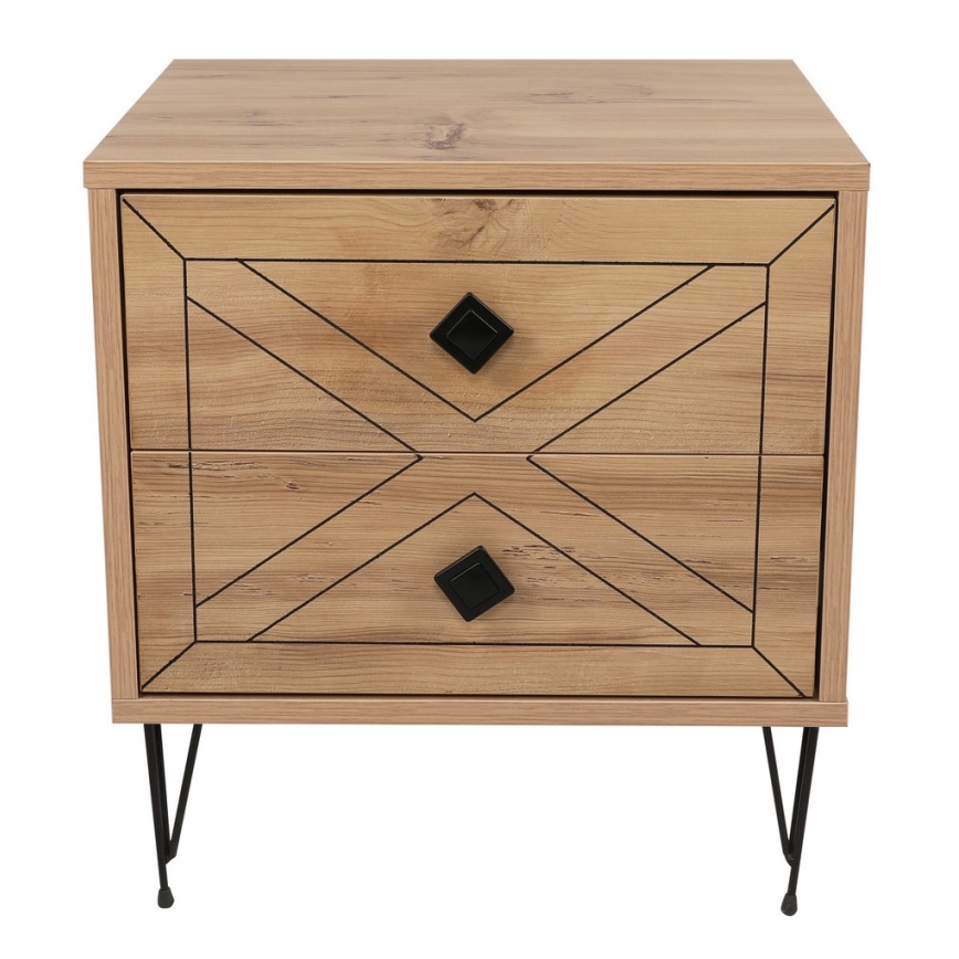 Naktinis staliukas LUNA 55x50 cm ruda/juoda