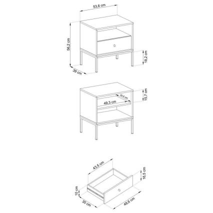 Naktinis staliukas MONO 56x54 cm mėlyna