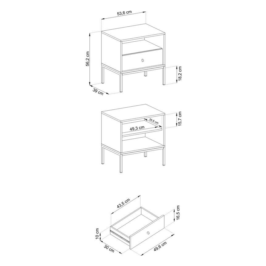 Naktinis staliukas MONO 56x54 cm mėlyna