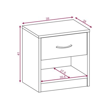 Naktinis staliukas NED, Sonoma ąžuolas/balta