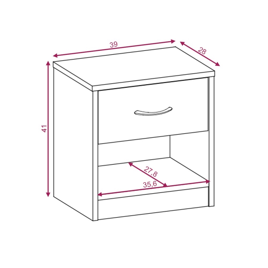 Naktinis staliukas NED, Sonoma ąžuolas/balta
