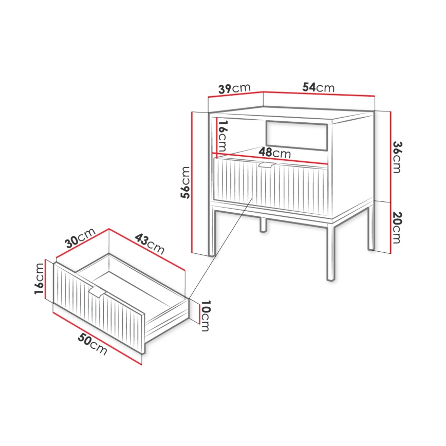 Naktinis staliukas NOVA 56x54 cm juoda/auksas