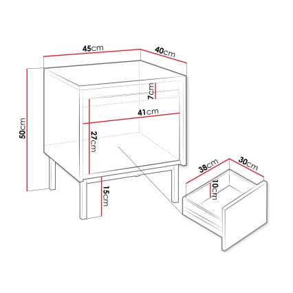 Naktinis staliukas OZMI 50x45 cm baltas