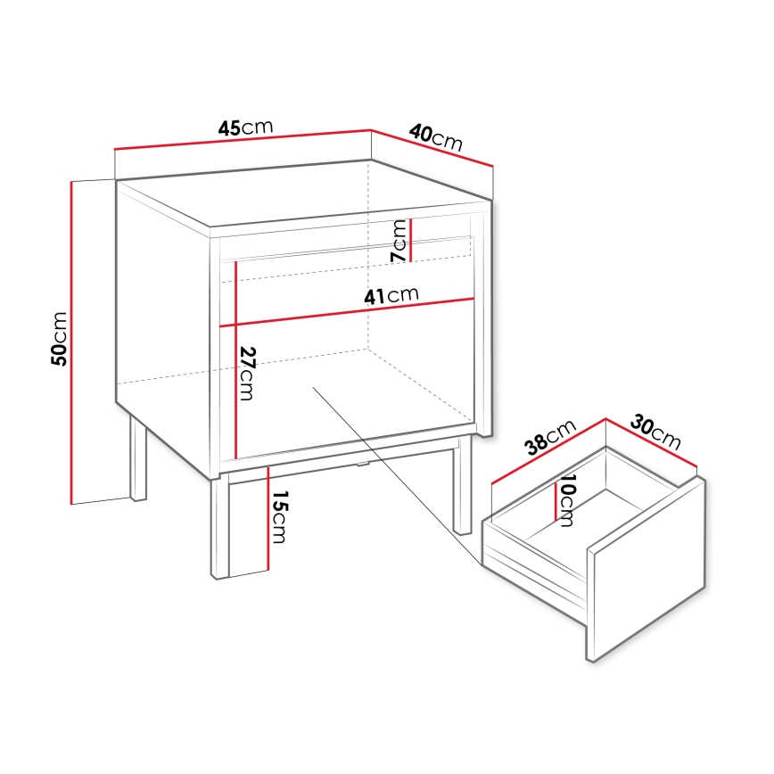Naktinis staliukas OZMI 50x45 cm baltas