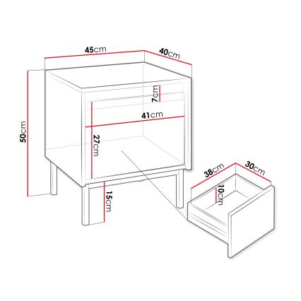 Naktinis staliukas OZMI 50x45 cm juodas