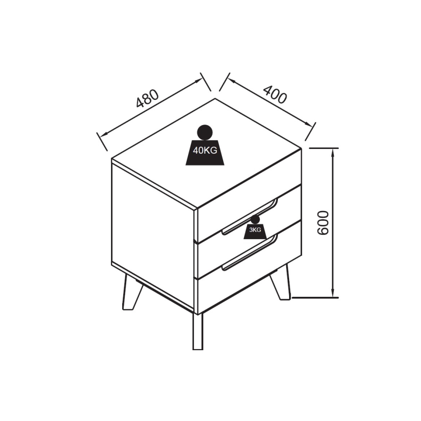 Naktinis staliukas SINIRA, baltas
