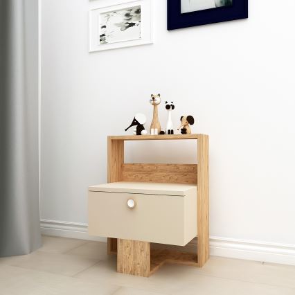 Naktinis staliukas SNEKER 60x48,6 cm smėlio spalva/pušis atlantic