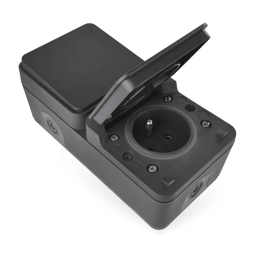 Namų jungiklis pakaitinis su lizdu 250V/16A IP55