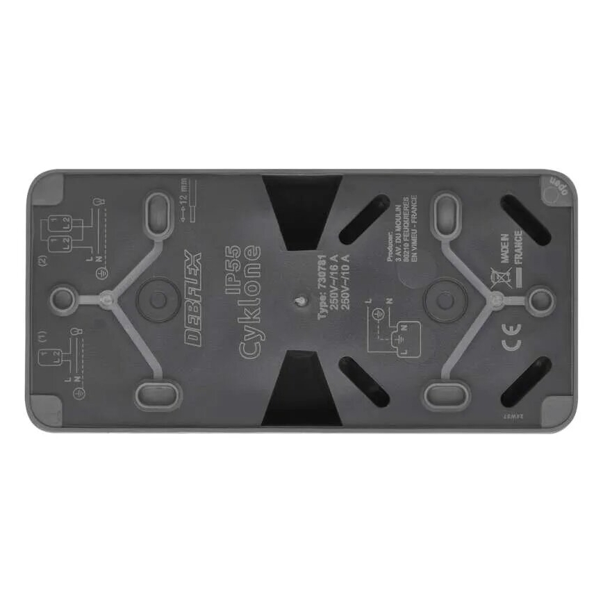 Namų jungiklis pakaitinis su lizdu 250V/16A IP55