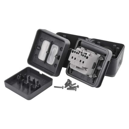 Namų jungiklis pakaitinis su lizdu 250V/16A IP55