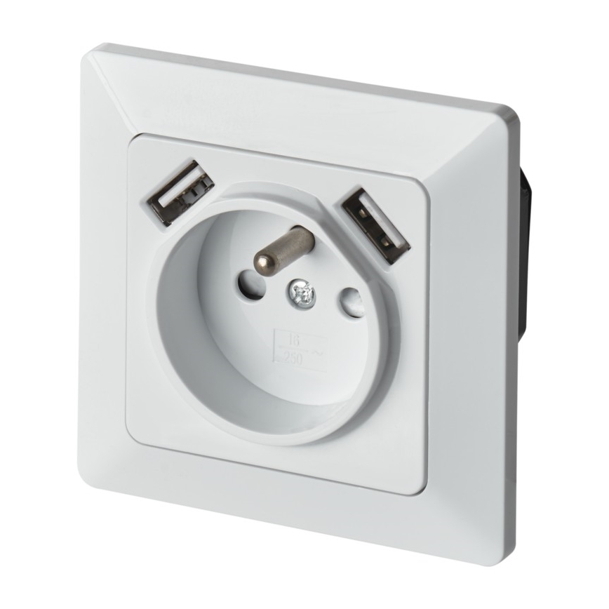 Namų lizdas su USB FRENCH 250V/16A
