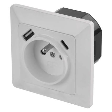 Namų sieninis lizdas su USB-A ir USB-C