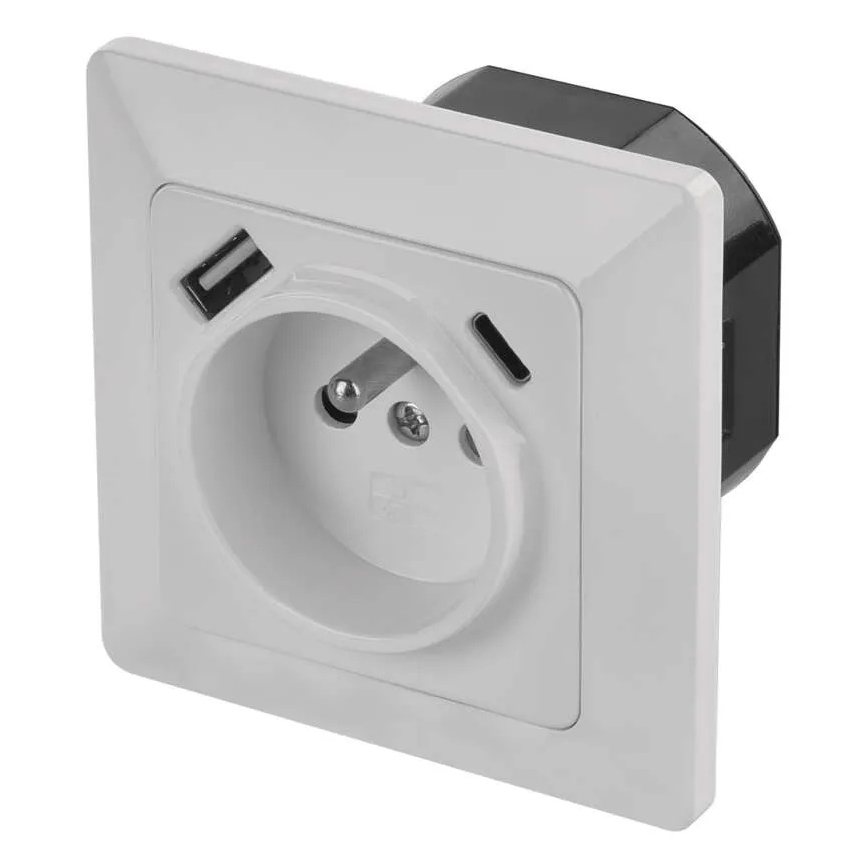 Namų sieninis lizdas su USB-A ir USB-C