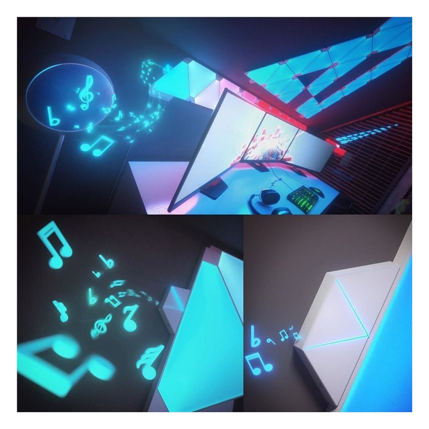 Nanoleaf - RINKINYS 15x LED RGB pritemdomos panelės RHYTHM LED / 2W / 230V Wi-Fi