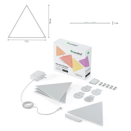Nanoleaf NL48-1001TW-10PK - RINKINYS 10 vnt. LED RGB Pritemdomos panelės TRIANGLES LED/0,5 Wi-Fi