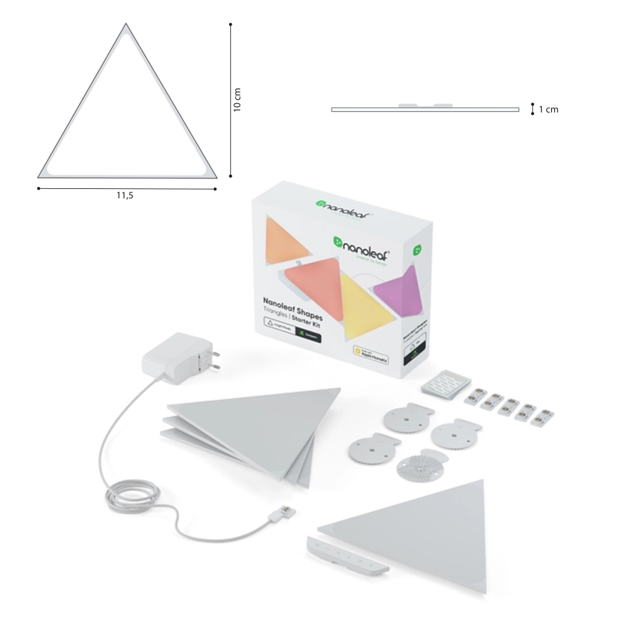 Nanoleaf NL48-1001TW-10PK - RINKINYS 10 vnt. LED RGB Pritemdomos panelės TRIANGLES LED/0,5 Wi-Fi