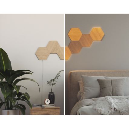 Nanoleaf - KOMPLEKTAS 3x LED pritemdoma panelė HEXAGONS LED/2W/230V Wi-Fi